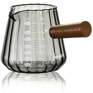 LuxusKollektion Messbecher Glas-Messbecher 210ml Holzgriff Grau