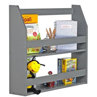 Homestyle4u Bücherregal 2 Ebenen Holz  Grau