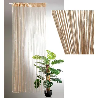 heimtexland ® Fadenvorhang Gold Glitzer Deko Fadengardine Polyester Türvohang Fensterdekoration Weihnachten Party HxB 250x90 kürzbar Typ774 - Gold