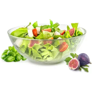 Sendez Salatschüssel Große Salatschale 25 cm Servierschale Schale Glasschale, Glas weiß