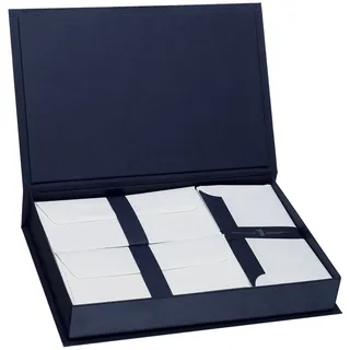 Rössler Briefpapier mit Umschlag | Briefpapier Set | 40x Briefpapier edel in DIN A4 | 50 Umschläge DIN lang | 10 Karten DIN lang | 354 x 238 x 58 mm | 1 Stück | Farbe: Blau | Papier in Weiß