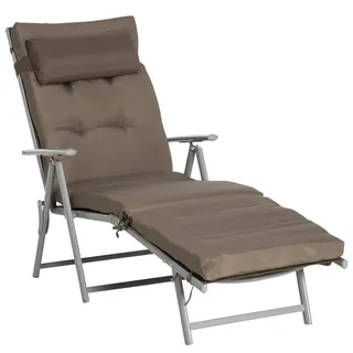 Outsunny Sonnenliege 137 x 63,5 x 100,5 cm Braun/Silber
