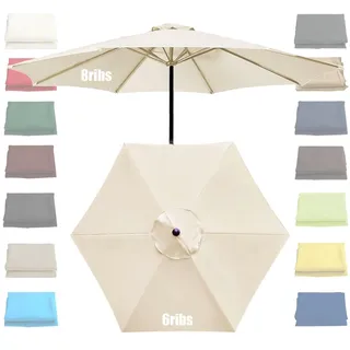 GZDXBF Sonnenschirm Ersatz 2/2.7/3m, Terrassenschirm Ersatzdach, Sonnenschirmbezug Ersatzbezug, 6/8 Streben, Waschbar (Color : Off-white, Size : 6 ribs-3m(9.8ft))