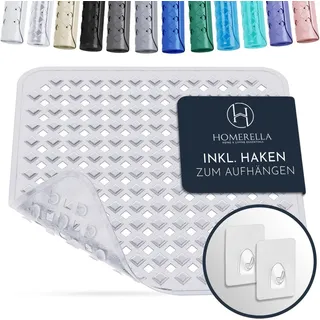 Homerella Homerella® Duschmatte rutschfest - 100% BPA frei - Inkl. 2 Haken zum Aufhängen 53x53cm - Antirutschmatte Dusche hautsensitiv & schimmelresistent - Duscheinlage maschinenwaschbar