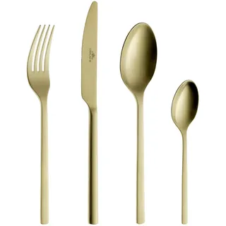 Gerlach 1760 Besteck Set für 6 Personen 24er Set Goldenes Besteckset Tafelbesteck Rostfrei Matt Modern Gold