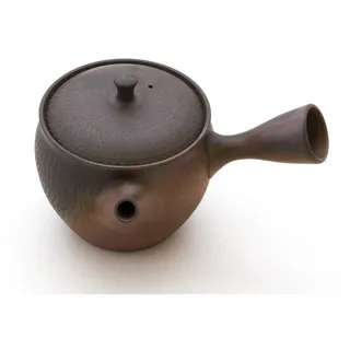 Gyokko Japanische Teekanne Sendan Kaku, Keramik Kyusu Tokoname Japan. Schwarz. Integriertes Tee-Sieb, Nicht glasiert