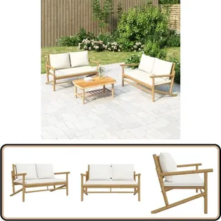 Vidaxl - Gartenbank mit Cremeweißen Kissen Bambus - Bambus Gartenbank - Gartenmöbel - Terrasse - Balkon - Esstisch