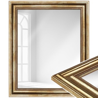 WANDStyle Spiegel Barock und Antik I Außenmaß: 38x45cm I Farbe: Gold I Goldener Wandspiegel aus Holz I Made in Germany I H550