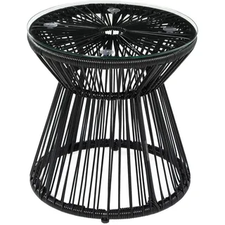 Outsunny Beistelltisch Eisen PE-Rattan, Glas