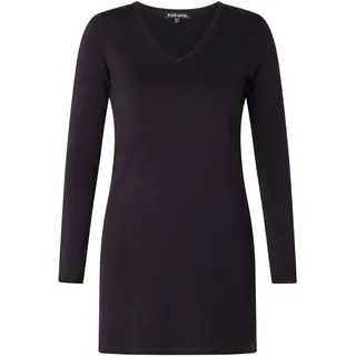V-Ausschnitt-Pullover BASE LEVEL CURVY "BAS-ANINE-LONG", Damen, Gr. 48, blau (dunkelblau), Feinstrick, Obermaterial: 80% Viskose, 20% Polyamid, leicht glänzend, normal Po-bedeckend, V-Ausschnitt, Pullover, Feinstrick-Qualität