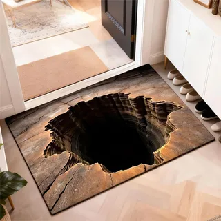 boiszeda 3D Teppich Optische Täuschung Loch Im Boden Innen Außen 3D Teppich Effekt Illusions Fußmatte Personalisieren Waschbar