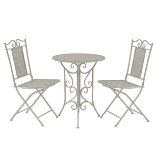 NEU Garten-Essgruppe 3-er Set Garten-Bistro-Set Klappmöbel Stuhl Tisch Stahl Grau ,1 parcel♥7703