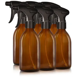 Oputec Sprühflasche 6 x 250ml Sprühflaschen aus Glas zum Befüllen für Pflanzen und Haare