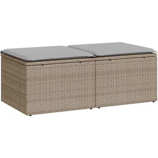 "SALE 2026" 2-tlg. Garten-Lounge-Set - elegantes Design - Sitzgruppe/Gartengarnitur - mit Kissen Beige Poly Rattan Akazie - Terassenmöbel DEMöbel... - Beige