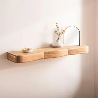 FineBuy Wandregal Akazie 100 x 20 x 8 cm Braun