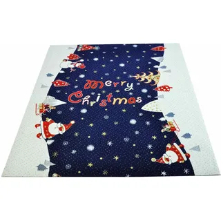 Casatessile Blauer Weihnachtsmann Teppich Läufer 100 x 110 cm. B4