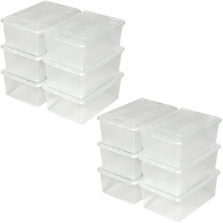 tectake Schuhbox mit Deckel stapelbar transparent Aufbewahrungsbox | 33x23x12cm | - Diverse Mengen - (2X 6er Set | Nr. 402005)