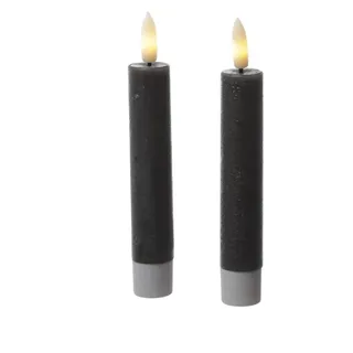 MARELIDA LED Stabkerzen H 14 cm grau 2 St.