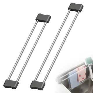 2 Stück Spültuchhalter Multifunktionaler Verstellbares Spülbecken Organizer | Edelstahl Spüllappenhalter Schwammhalter Lappenhalter Spülbecken Trocknungsgestell für Geschirrtücher Schwämme Bürsten