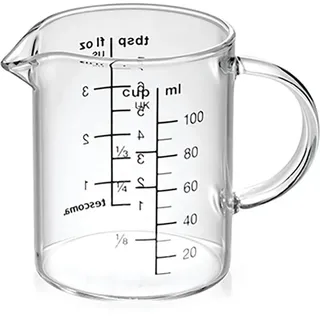 Tescoma Messbecher Glas 100ml aus hitzebeständigem Borosilikatglas DELICIA | Mit Griff und Ausgießer, geeignet für Mikrowelle, Elektro-, Gasherd und Kühlschrank - 630430