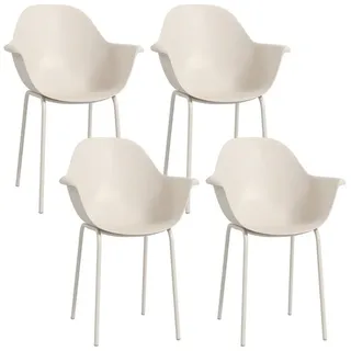 Outsunny Gartenstuhl 4er Set wetterfest stapelbar Gartenstühle aus Kunststoff Stapelstuhl mit Rückenlehne Armlehne