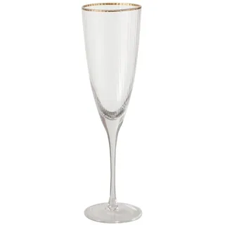 Boltze Sektglas Sofia lang mit Goldrand, 26,5 cm, Ø 7,5 cm, 300 ml