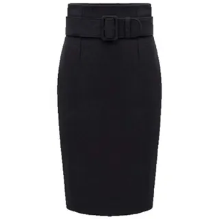 GL SUIT Frauen Wollbleistiftrock Midi-Schlauchrock Mit Bodycon Knielangen Design Ideal Für Das Büro,Schwarz,L