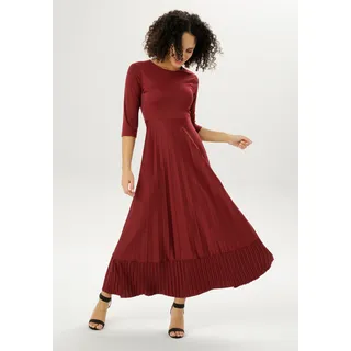 Maxikleid ANISTON CASUAL Gr. 46, N-Gr, rot (bordeau) Damen Kleider Lange Rockteil mit Volant aus Plissee Bestseller