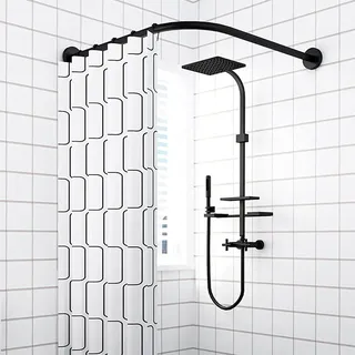 Duschvorhangstange Gebogen L Form Badewanne Edelstahl Duschstange Ecke Badewanne Edelstahl Teleskopstange Eckduschstange für Umkleidekabine70 to 95cm x 90 to 130cm