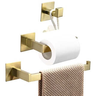 WOMAO Toilettenpapierhalter Gold Ohne Bohren Unterputz Werkstatt Handtuchhalter Landhausstil Selbstklebend Badezimmer Zubehör Set