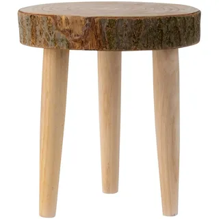 Rustikaler Massivholz Beistelltisch Baumscheibe mit Rinde Holztisch Hocker 31x32