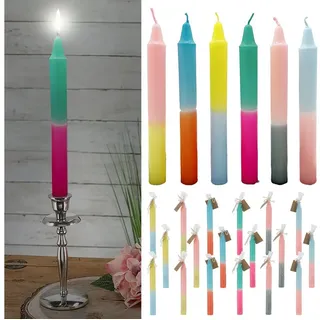 Cepewa Stabkerze Colorful 24er Set | rund 2x19cm 6 Farbverläufe Paraffin | Wachskerze Echtwachs (1 x 24er Set Stabkerze Colorful)