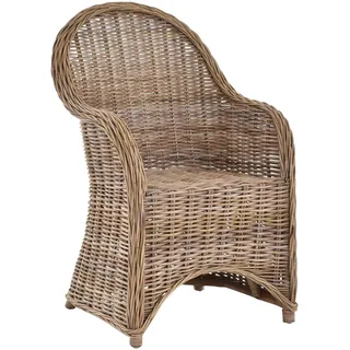 Esszimmer-Sessel Rattan Grau Rattan Korbsessel Esszimmerstuhl Korb Sessel Korbstuhl mit Armlehne Flechtsessel