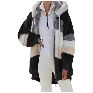 FIDDY Kapuzenplüschjacke Damenjacken – Kapuzenjacken – Winterjacken für Damen – Plüsch Jacken XL