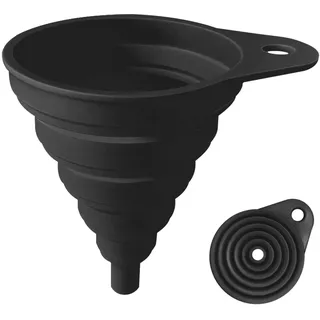 Trichter für die Küche, lebensmittelechtes Silikon, zusammenklappbarer Küchentrichter (schwarz)