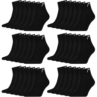 HEAD Unisex Quarter Socken Sportsocken Cotton Blend Sport Socks 18 Paar, Größe:43-46, Artikel:-001 black - 43-46