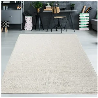 TeppichHome24 Teppich handgewobener Wollteppich in creme, rund beige rund | 200 cm x 200 cm