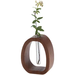 Blumenvase Glas Holz Vase Reagenzglas Vase Holzvasen Pampasgras Glasvase für Trockenblumen Frische Blumen Kunstblumen Wohnkultur Boho Minimalismus Frauen Geschenke für Geburtstag Muttertag (B)
