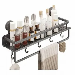 Duschablage ohne Bohren mit Saugnapf 50cm Grau