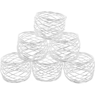 ZUNOXAZ 6 Stück Metall Serviettenringe Verdrehter Draht Mesh Design Langlebig Tischdekoration für Dinner Party Hochzeit Thanksgiving Weihnachten Festliche Serviettenschnallen