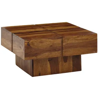 FineBuy Couchtisch FineBuy Braun Sheesham 57,5 x 57,5 x 30 cm
