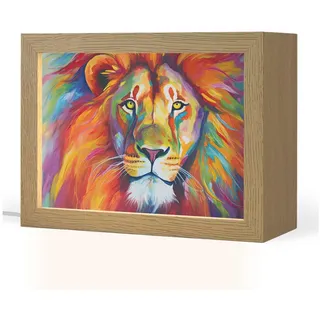 OnlyWow Tischleuchte Löwe - Tiere - Ölfarbe - Regenbogen, Dimmbar, Farbwechsel, LED, Warmweiß, Kaltweiß, Neutralweiß Einstellbar, Tischlampe, Schreibtischlampe, Desk, Dimmbar, mit Kabel, LED 20 cm x 8 cm x 15 cm