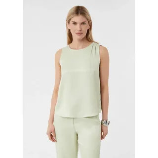 comma Blusentop Bluse Ärmellose Bluse aus Viskosesatin grün 40 EU