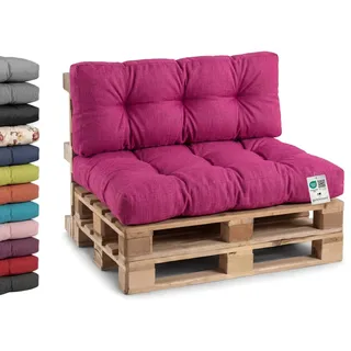 Gutekissen® Palettenkissen, Gartensofakissen, Gesteppte Kissen gefüllt mit granuliertem Poulirette-Schaum, viele Farben und Größen PPI (Sitzkissen 120x60, gesteppt Pink)
