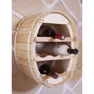 Dandibo - Weinregal Holz Wand Weinfass Für 6 Flaschen Natur Lackiert Für Die Wandmontage Wandregal Zum Aufhängen Flaschenregal