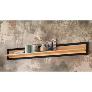 Main Möbel Wandregal Wandboard Regal 170cm Kernbuche geölt Bergamo beige|schwarz