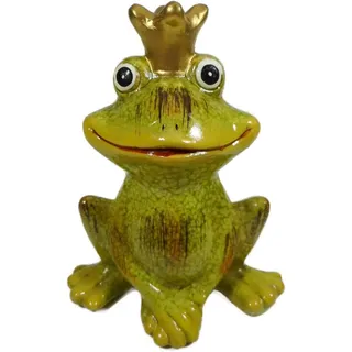 Froschkönig 16 x 12 x 8 cm Frosch mit Krone Garten Teich Deko Tier Figur GTT H218