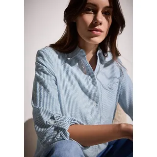Cecil Damen B345431 Gestreifte Seersucker Bluse, Mid Blouse Blue, XXL