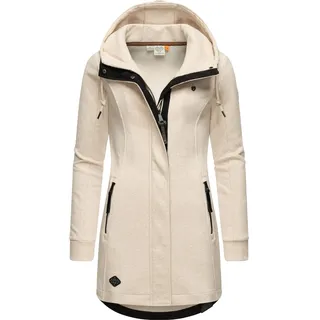 Ragwear Damen, leichter Sweat Übergangsmantel lang windabweisend mit Kapuze Letty Intl. beige, Melange24 Gr. S - S