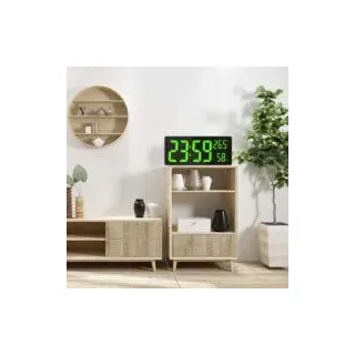 Große Digitale Led-wanduhr Mit Anzeige Von Innentemperatur Und Luftfeuchtigkeit – Ideal Für Landhaus, Klassenzimmer, Büro – Grün – Sonstige